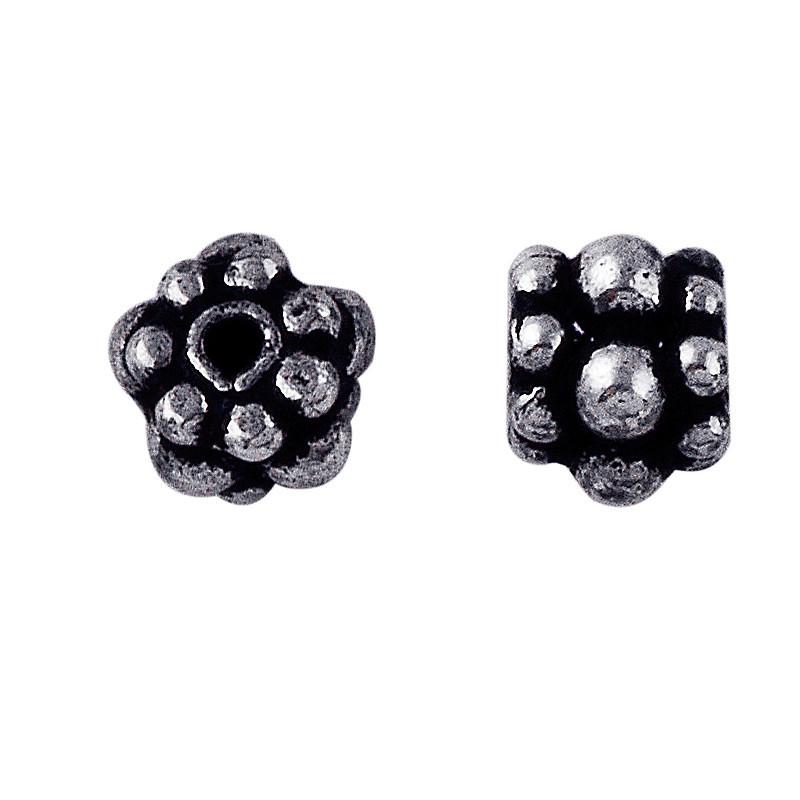 Silver Overlay Over Copper floral cluster spacer with oxidized finish handcrafted in India