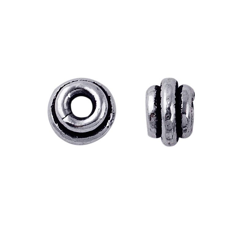 Silver Overlay Over Copper grooved disc spacer with oxidized finish handcrafted in India