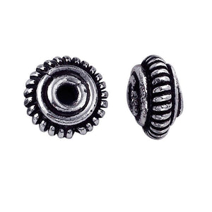 Silver Overlay Over Copper ridged circular spacer with oxidized finish handcrafted in India