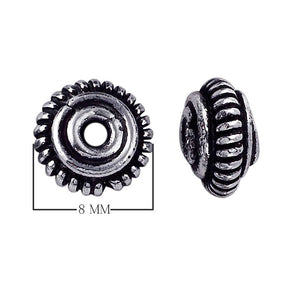 Silver Overlay Over Copper ridged circular spacer with oxidized finish handcrafted in India
