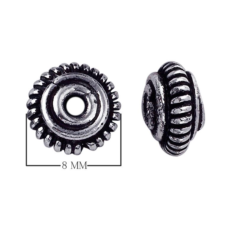 Silver Overlay Over Copper ridged circular spacer with oxidized finish handcrafted in India