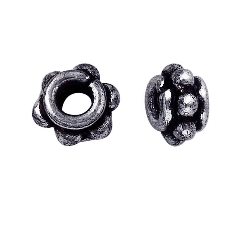 Silver Overlay Over Copper rounded petal spacer with oxidized finish handcrafted in India