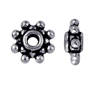 Silver Overlay Over Copper raised dot wheel spacer with oxidized finish handcrafted in India