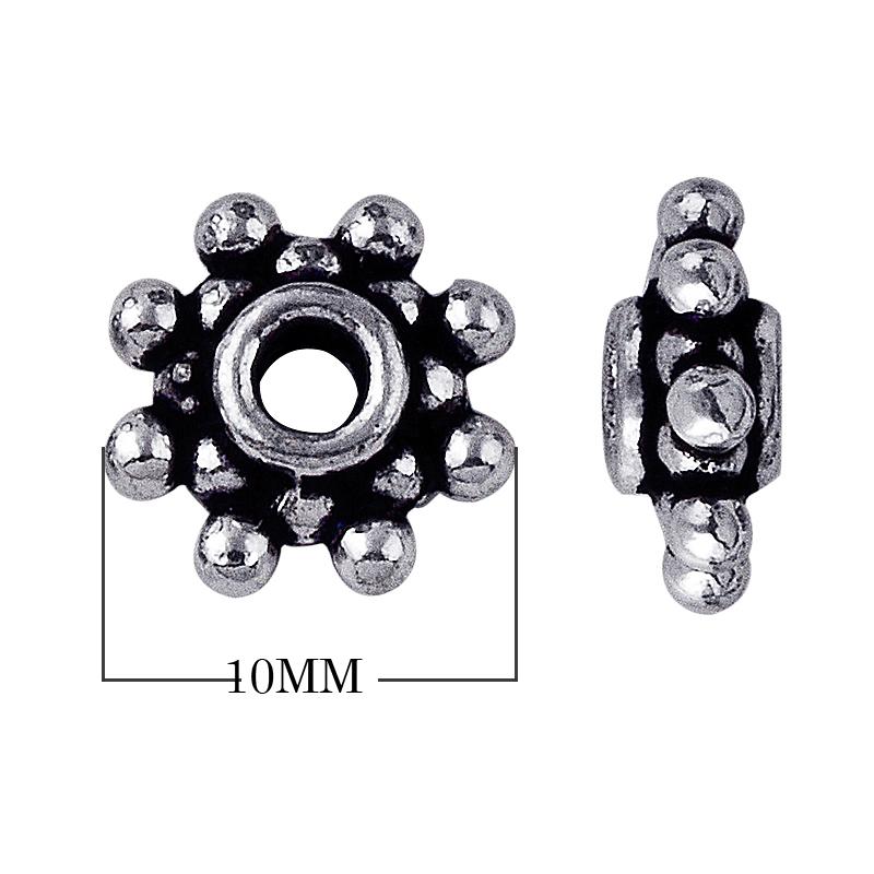 Silver Overlay Over Copper raised dot wheel spacer with oxidized finish handcrafted in India