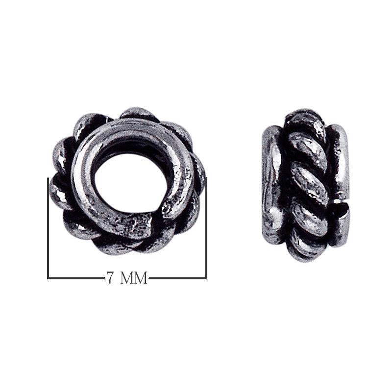 Silver Overlay Over Copper rope edge spacer with oxidized finish handcrafted in India