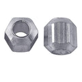 Handcrafted hexagonal bead made with Silver Overlay Over Copper, smooth metallic finish, artisan jewelry component from India.
