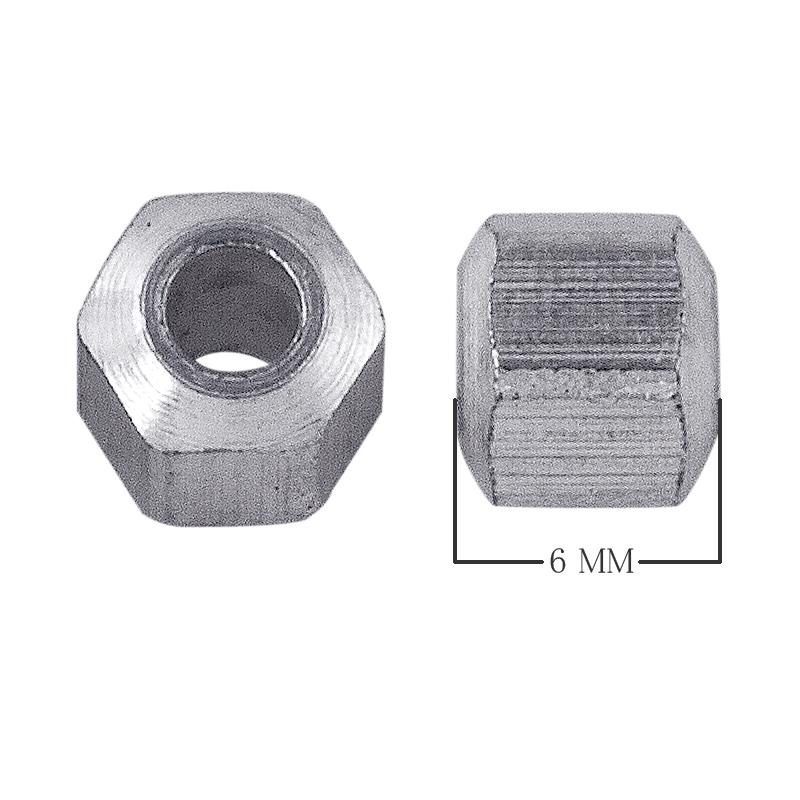 Handcrafted silver overlay copper spacer with threaded interior, industrial precision component from India