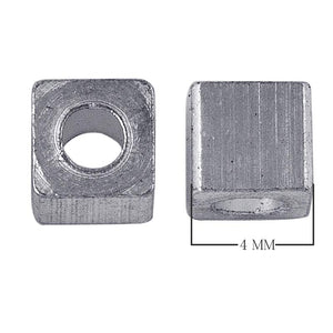 Handcrafted square bead made with Silver Overlay Over Copper, smooth metallic finish, artisan jewelry component from India.
