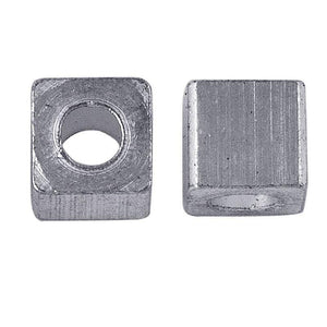 Handcrafted square bead made with Silver Overlay Over Copper, smooth metallic finish, artisan jewelry component from India.