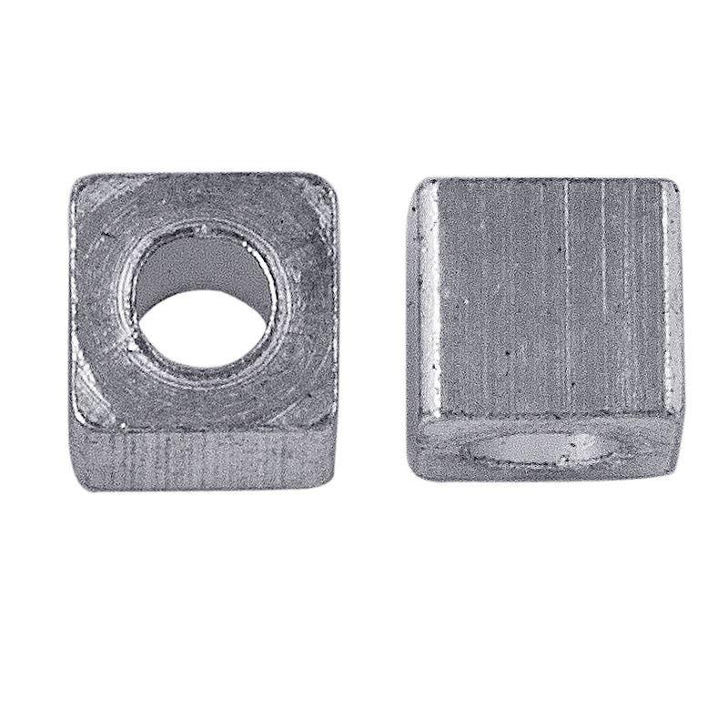 Handcrafted square bead made with Silver Overlay Over Copper, smooth metallic finish, artisan jewelry component from India.