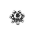 Handcrafted floral spacer bead made with Silver Overlay Over Copper, smooth metallic finish, artisan jewelry component from India.