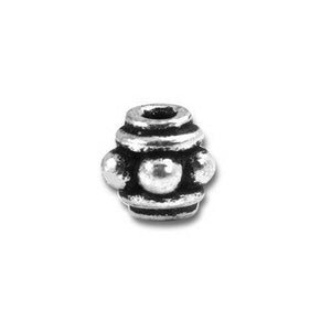 Handcrafted dome spacer bead made with Silver Overlay Over Copper, raised dot detailing, artisan jewelry component from India.