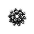 Handcrafted floral cluster spacer bead made with Silver Overlay Over Copper, raised rounded detailing, artisan jewelry component from India.