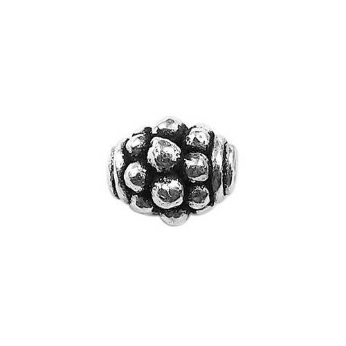 Handcrafted floral dome bead made with Silver Overlay Over Copper, raised cluster detailing, artisan jewelry component from India.