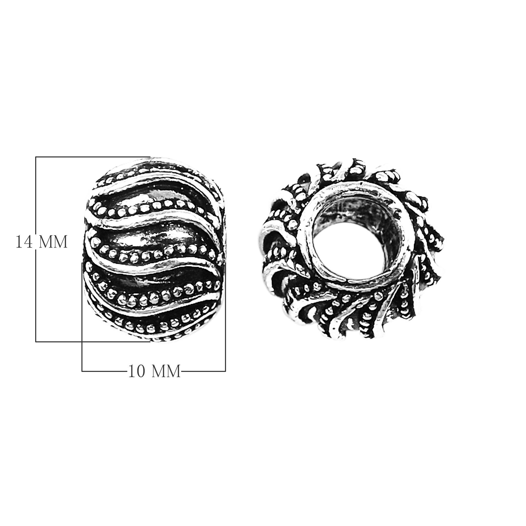 Silver Overlay Over Copper handcrafted spacer bead with oxidized finish and traditional Indian design for wholesale jewelry making