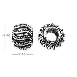 Silver Overlay Over Copper handcrafted spacer bead with oxidized finish and traditional Indian design for wholesale jewelry making