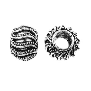 Silver Overlay Over Copper handcrafted spacer bead with oxidized finish and traditional Indian design for wholesale jewelry making