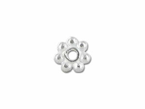 Sterling silver floral spacer bead with polished finish handcrafted in Bali