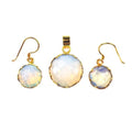 Wholesale 18K Gold Overlay Over Copper Crystal Quartz Round Pendant And Earring Set