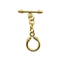 18K gold overlay toggle clasp with elongated bar and decorative loop, handcrafted jewelry finding from India