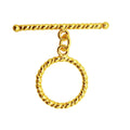 18K gold overlay toggle clasp with twisted rope ring and matching bar, handcrafted jewelry finding from India
