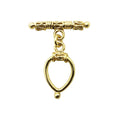18K gold overlay toggle clasp with decorative bar and teardrop loop, handcrafted jewelry finding from India