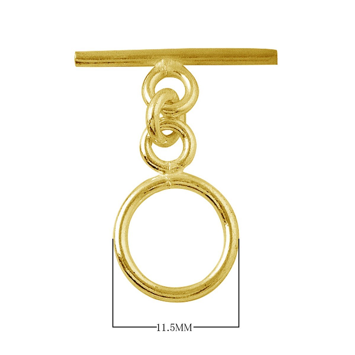 18K gold overlay toggle clasp with smooth round ring and flat polished bar, handcrafted jewelry finding from India