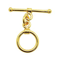 18K gold overlay toggle clasp with smooth circular ring and wrapped bar design, handcrafted jewelry finding from India