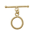 18K gold overlay rope design toggle clasp, polished finish, classic jewelry closure, handcrafted in India for wholesale buyers.