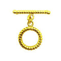 18K gold overlay grooved toggle clasp wholesale, handcrafted jewelry clasp supplier from India for necklaces and bracelets.