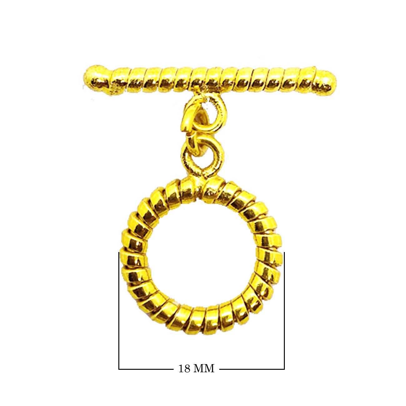 18K gold overlay grooved toggle clasp wholesale, handcrafted jewelry clasp supplier from India for necklaces and bracelets.