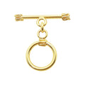 18K Gold Overlay Toggle Clasp with round ring and decorative bar, handcrafted in India for wholesale jewelry making