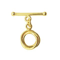 18K Gold Overlay Interlocking Double Ring Toggle Clasp with polished finish, handcrafted in India for wholesale jewelry making