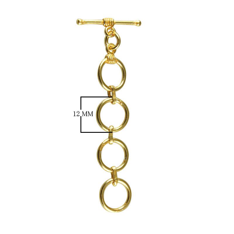 18K Gold Overlay Multi-Ring Toggle Clasp with polished finish and four interlinked rings, handcrafted in India for wholesale jewelry making