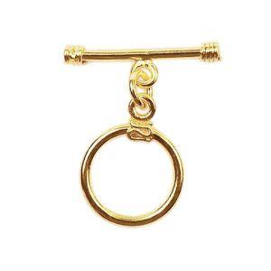TG-139 18K Gold Overlay Shiny Toggle With Wrapped wire 16MM Round Ring Beads Bali Designs Inc 