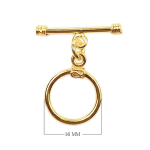 18K Gold Overlay Toggle Clasp with polished golden finish, handcrafted in India