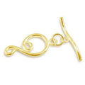 18K Gold Overlay Swirl Toggle Clasp with curved bar, handcrafted in India