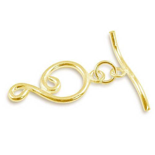 18K Gold Overlay Swirl Toggle Clasp with curved bar, handcrafted in India