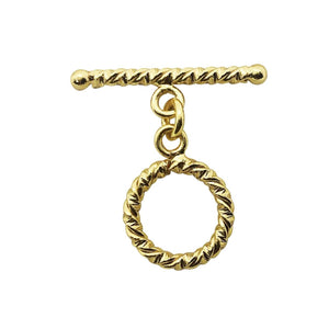 18K Gold Overlay Rope Toggle Clasp with twisted loop and bar, handcrafted in India