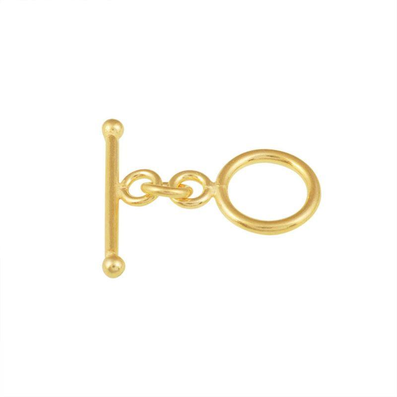 18K Gold Overlay Round Toggle Clasp with polished finish, handcrafted in India