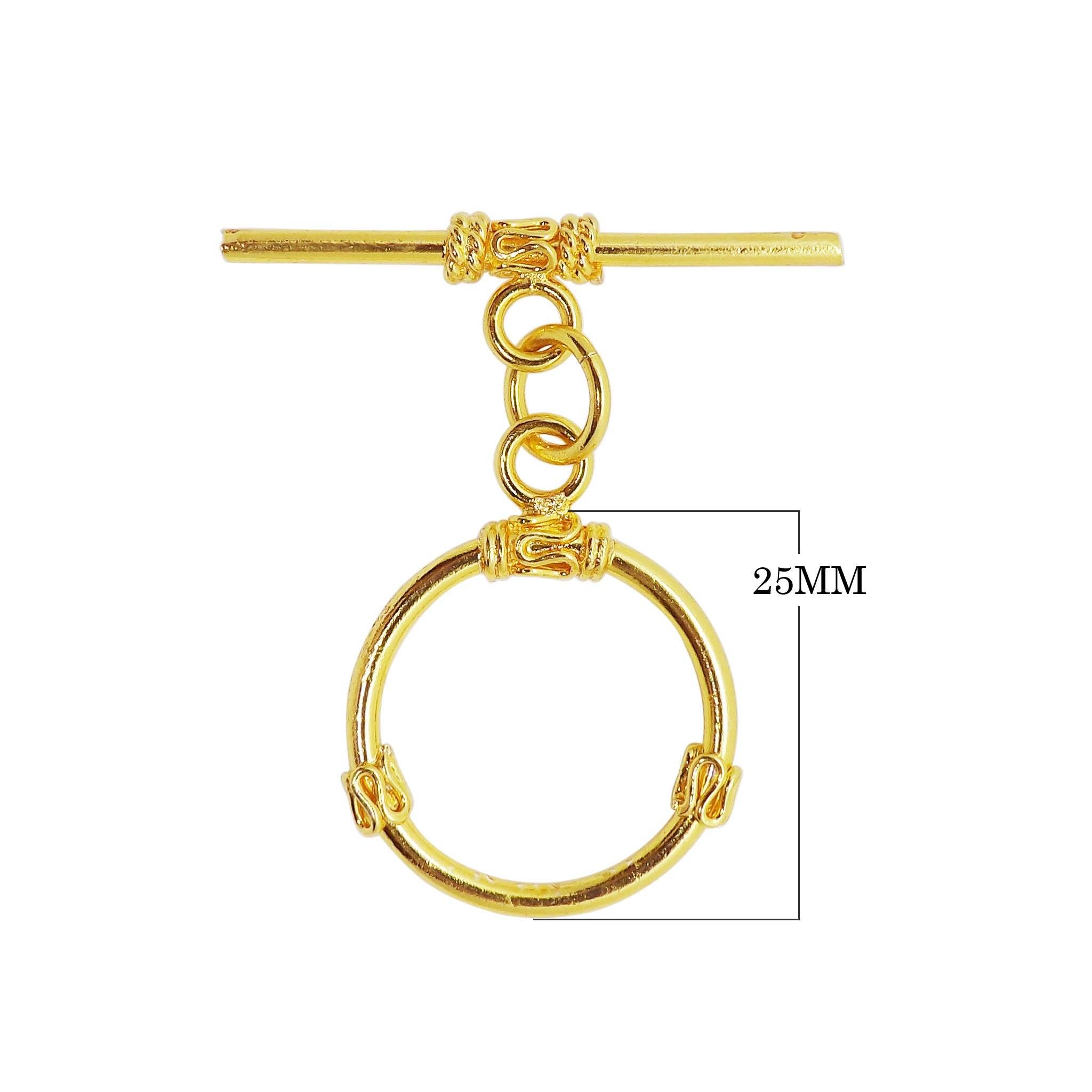 18K Gold Overlay Decorative Wire Toggle Clasp with polished finish, handcrafted in India