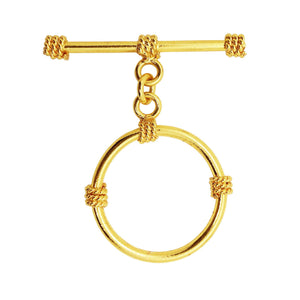 18K Gold Overlay Rope Knot Toggle Clasp with polished golden finish, handcrafted in India