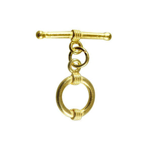 18K Gold Overlay Double Wire Toggle Clasp with polished golden finish, handcrafted in India