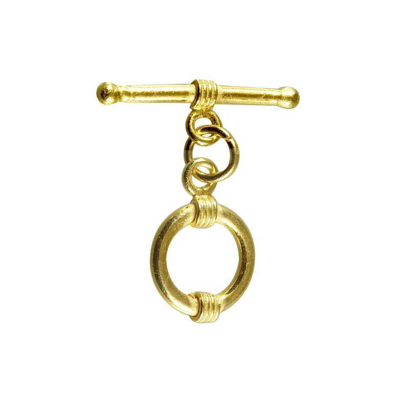 18K Gold Overlay Double Wire Toggle Clasp with polished golden finish, handcrafted in India
