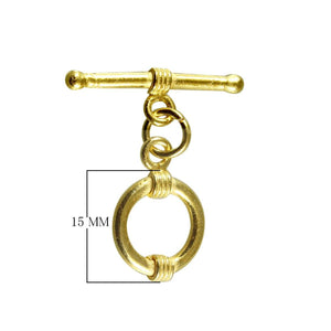 18K Gold Overlay Double Wire Toggle Clasp with polished golden finish, handcrafted in India