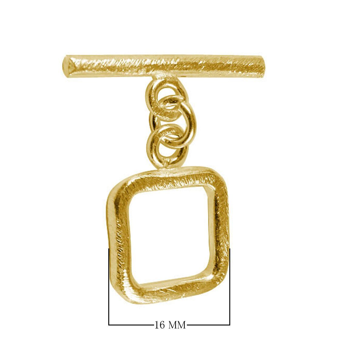18K Gold Overlay Square Toggle Clasp with textured golden finish, handcrafted in India