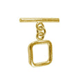 18K Gold Overlay Square Toggle Clasp with textured golden finish, handcrafted in India