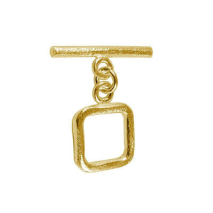 18K Gold Overlay Square Toggle Clasp with textured golden finish, handcrafted in India