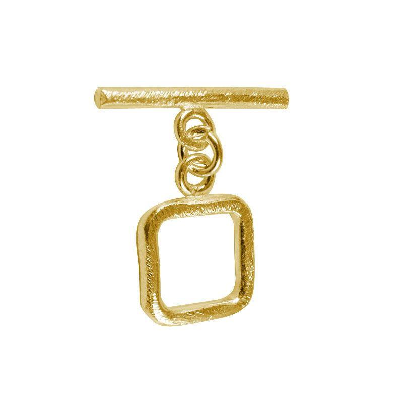 18K Gold Overlay Square Toggle Clasp with textured golden finish, handcrafted in India