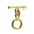 18K Gold Overlay Ringed Bar Toggle Clasp with polished golden finish, handcrafted in India